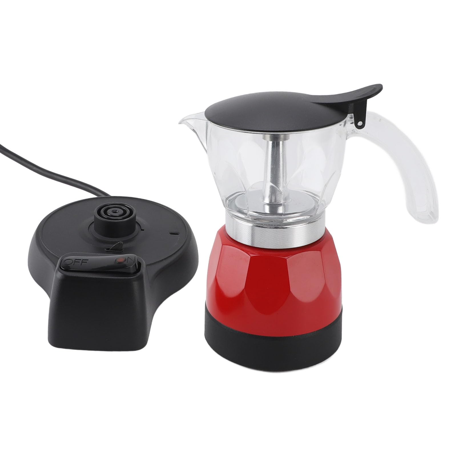 Italiana Eléctrica, 150ml 3 Tazas Moka Pot de Aluminio Percolador Eléctrico con de Filtro Preciso, Función Antigoteo, Operación Rápida y Piezas Fáciles de Limpiar,