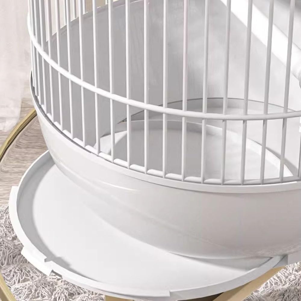 Round Birdcage Outdoor Use Portable Breathable Unobstructed Pull-Out Chassis Parrots Parrot Cage(Black)