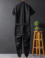 Vista 2 de Snoly Traje de vuelo unisex de manga corta con botones frontales, overol de trabajo resistente a las manchas y a las arrugas, overol de acción