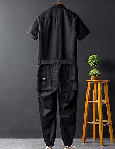 Vista 2 de Snoly Traje de vuelo unisex de manga corta con botones frontales, overol de trabajo resistente a las manchas y a las arrugas, overol de acción