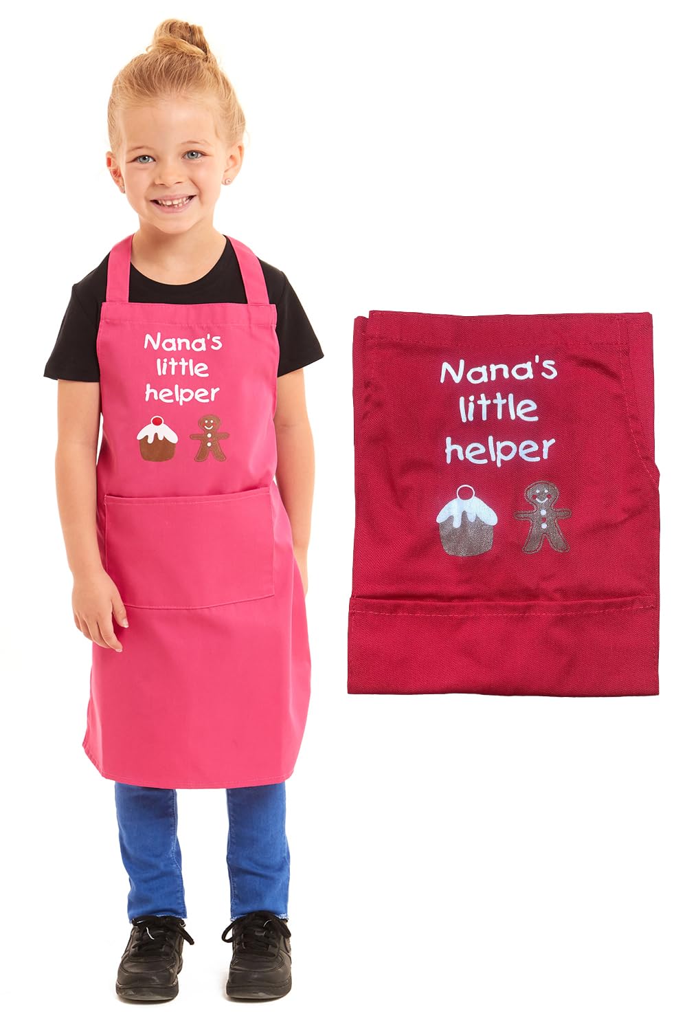 Tesmark Red Nana's Little Helper Apron For Kids Ideal For Cooking Baking Painting Pottery Drawing Culinary Kitchen And Craft Activities Perfect For Junior Artists And Chefs (Red)