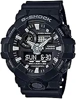 Relógio masculino G-shock Ana Digi All Black, resistente à água de 200 metros com dia e data GA-700-1B, Preto, esportivo