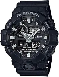 Relógio masculino G-shock Ana Digi All Black, resistente à água de 200 metros com dia e data GA-700-1B, Preto, esportivo