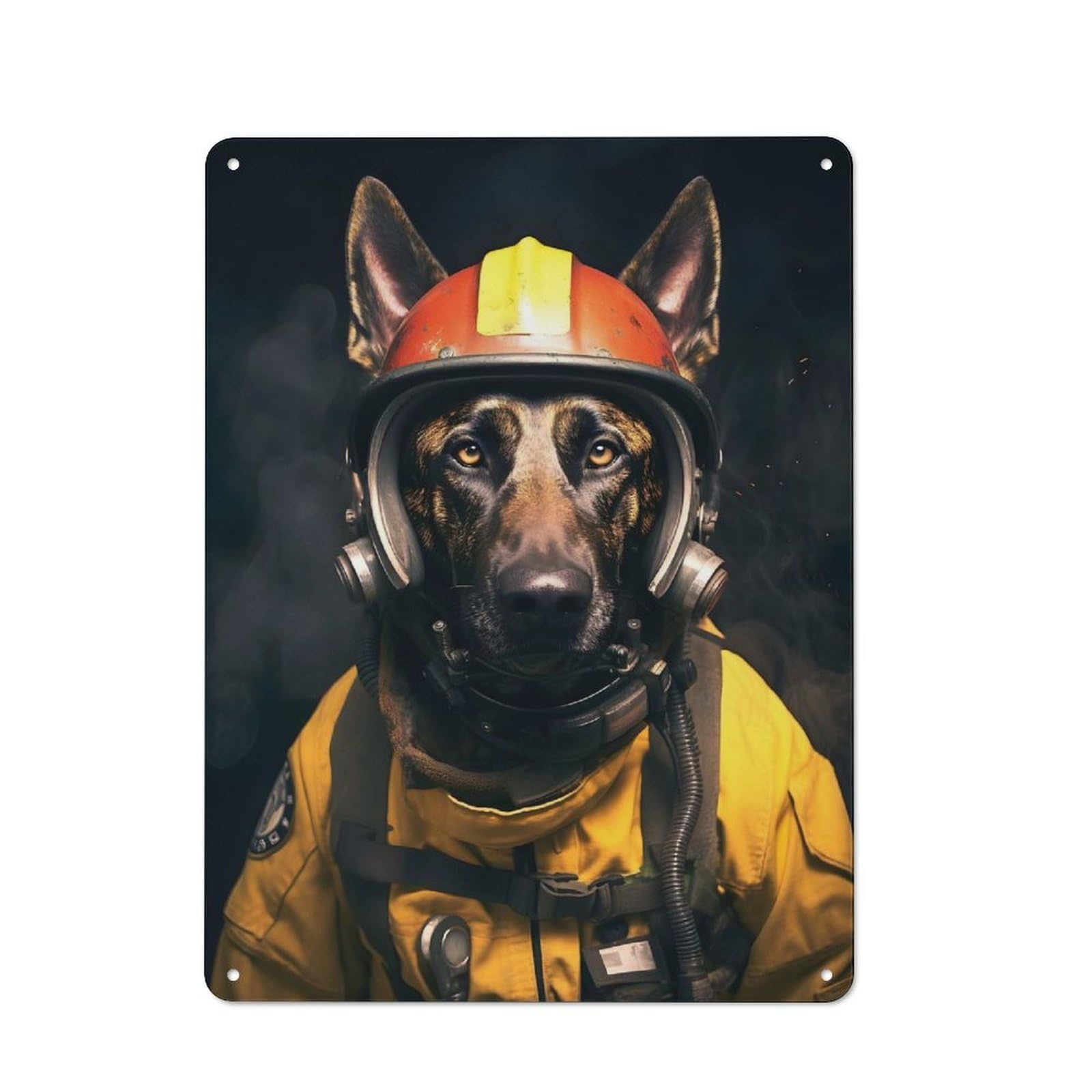 Junmoney Style-10 Fireman Belgian Malinois Rustic Metal Plaque 40X30cm For Café Or Restaurant, Wall Decor For People Reorganising Café And Restaurant