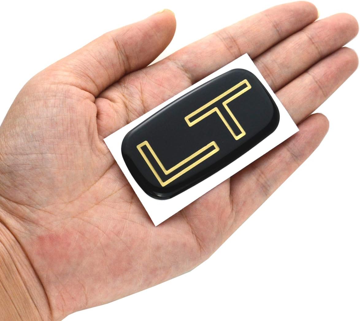 2 Pcs LT Nameplate Emblem Badge Replacement for 99-07 Chevrolet Silverado Suburban Tahoe Chevy GM (Gold/Black)