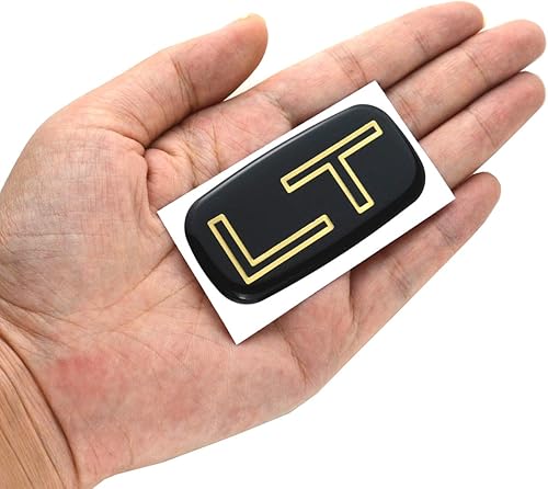 Miniatura 2 de 2 piezas de placa de identificación LT de repuesto para Chevrolet Silverado Suburban Tahoe Chevy GM 99-07 (oronegro)