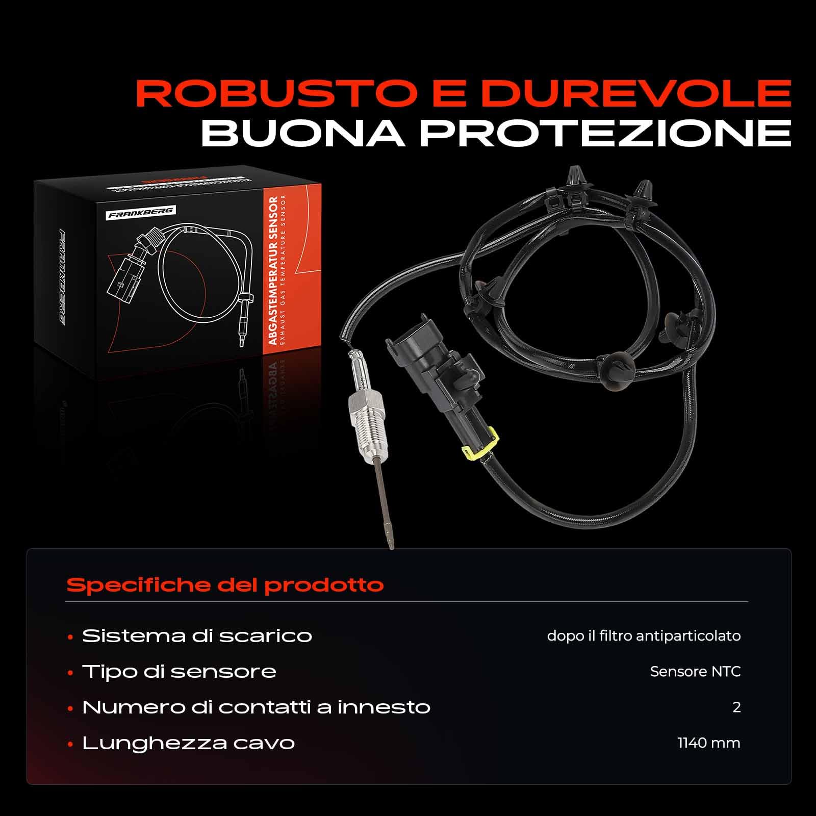 Frankberg Sensore temperatura gas di scarico 2-Poli Compatibile Grandeur TG 2.2L 2006-2011 Santa Fé II CM 2.2L 2006-2012