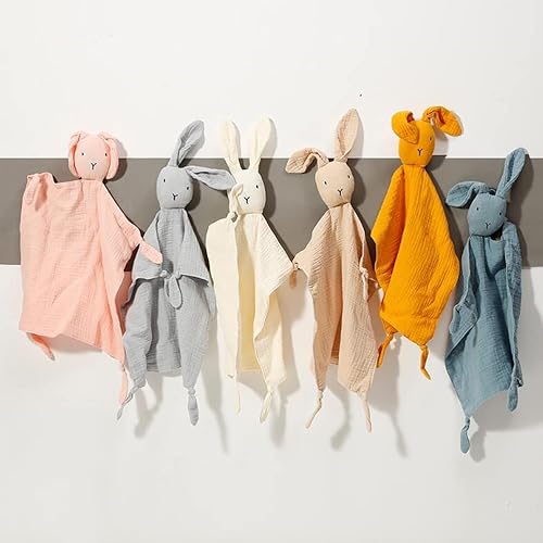 Miniatura 5 de PEIPEIWU Manta de muselina de algodón orgánico, manta de seguridad con diseño de conejito de algodón orgánico muselina suave y transpirable, regalos