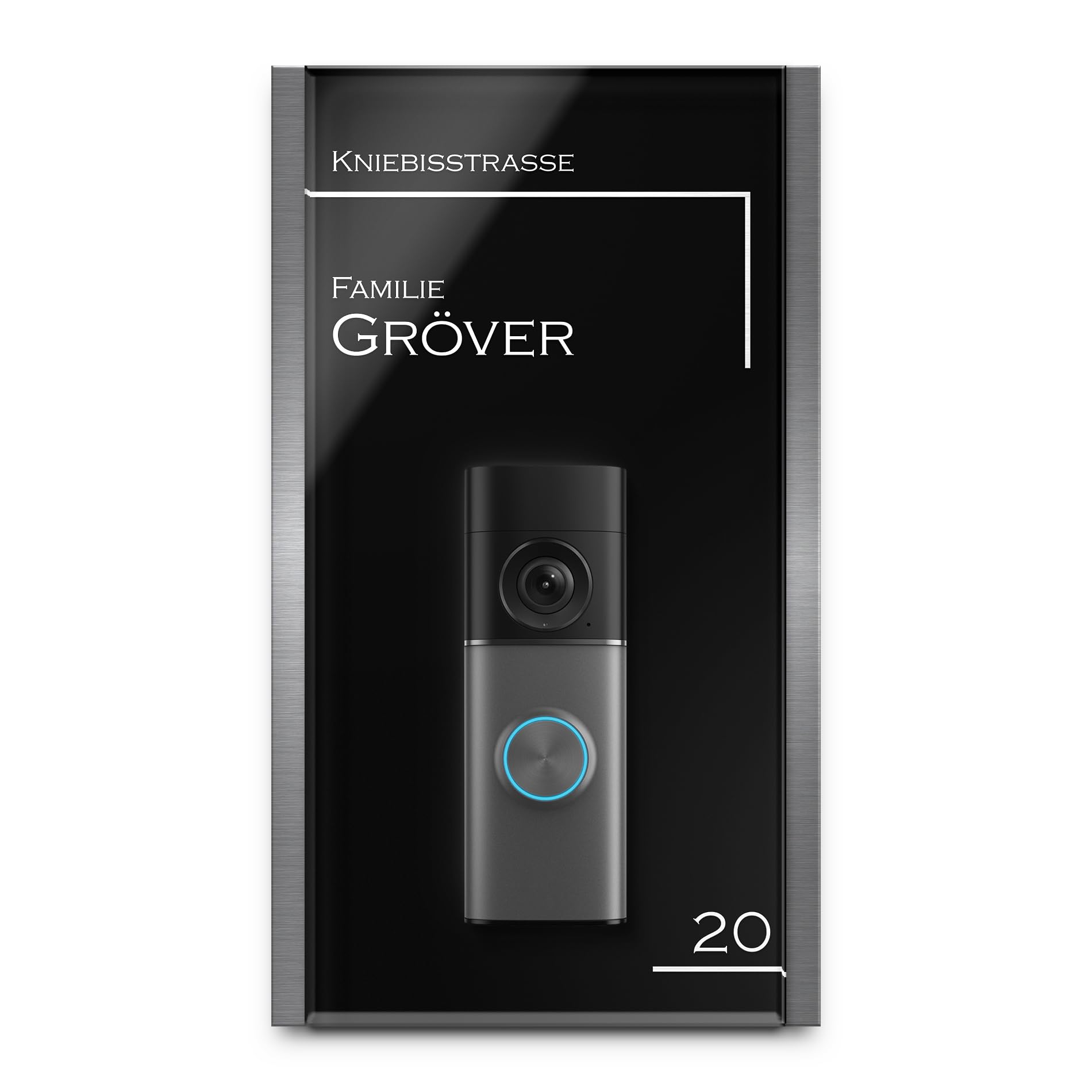 Hochglanz Klingelschild für Reolink Video Doorbell WiFi & PoE aus Acrylglas - personalisiertes Türschild aus Edelstahl & Acrylglas | hochwertiges Funkklingel Zubehör