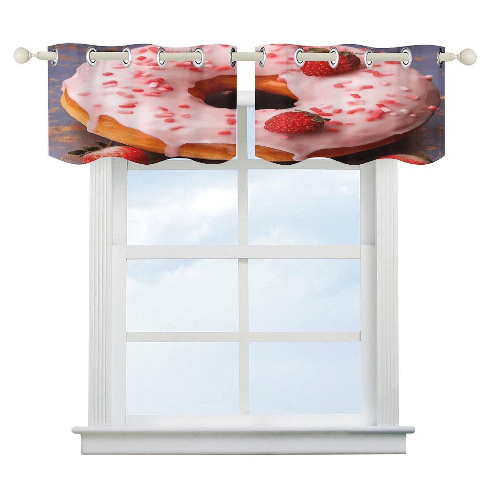 Cortina corta con bolsillo para ventana de baño y cocina en diseño de rosquilla opaca