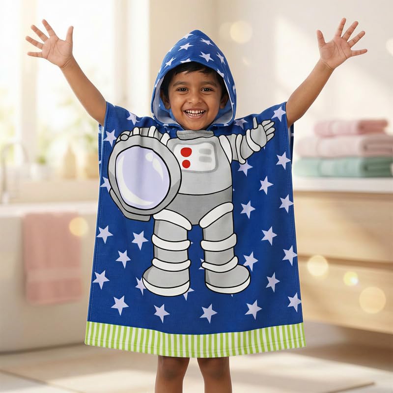 - Famyo® Poncho Hooded Towel for Kids 1–7 Years | Quick Dry Kids Towel | Soft Lightweight Baby Wrap for Beach | 60 X 60Cm Toddler Pool Towel for Boys & Girls | Micro-Fiber Bath Towels |Astroman
