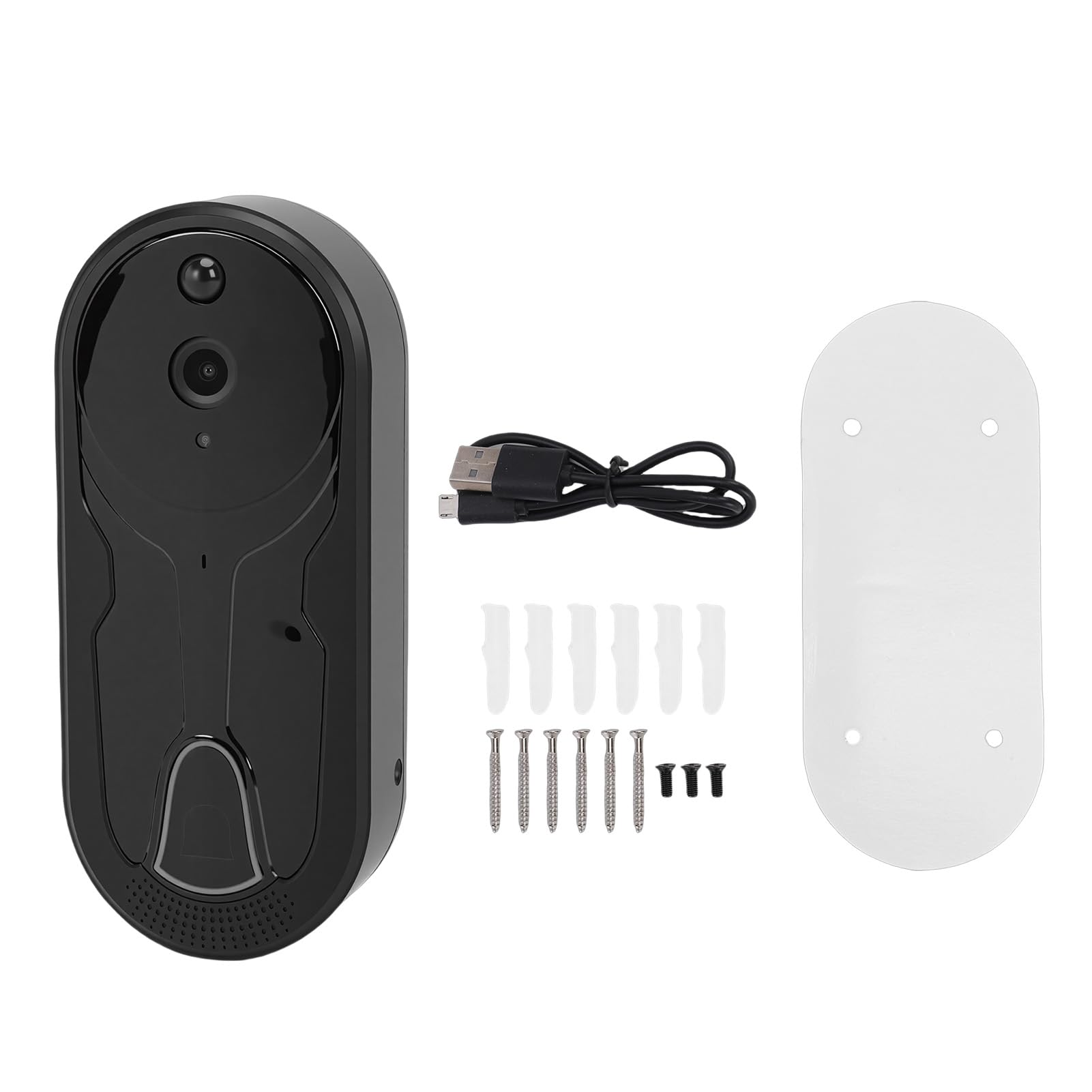 Timbre con Vídeo WiFi, 1080P HD 166 Grados Gran Angular PIR Detección Humana Cámara Inteligente con Intercomunicador de 2 Vías, 6 Luces Infrarrojas para Seguridad del Hogar