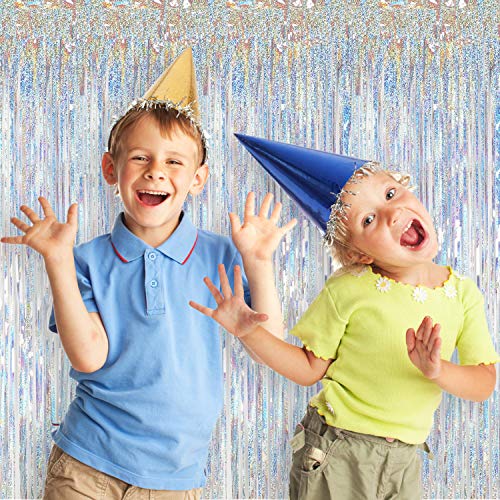 Jvigue 3 Pack Foil Curtains Metallic Foil Fringe Curtain For Birthday Party Photo Backdrop Wedding Event Decor (Glitter Sliver) #TOP6