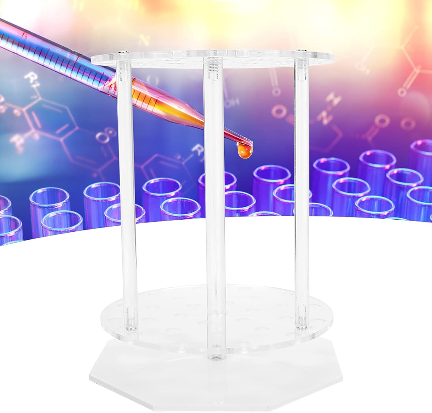 Pipette Rack Test Tube Rack, 28-Holes Pipette Rack Lab Pipette Holder Plexiglass for Student and Teacher for Chemical Laboratory