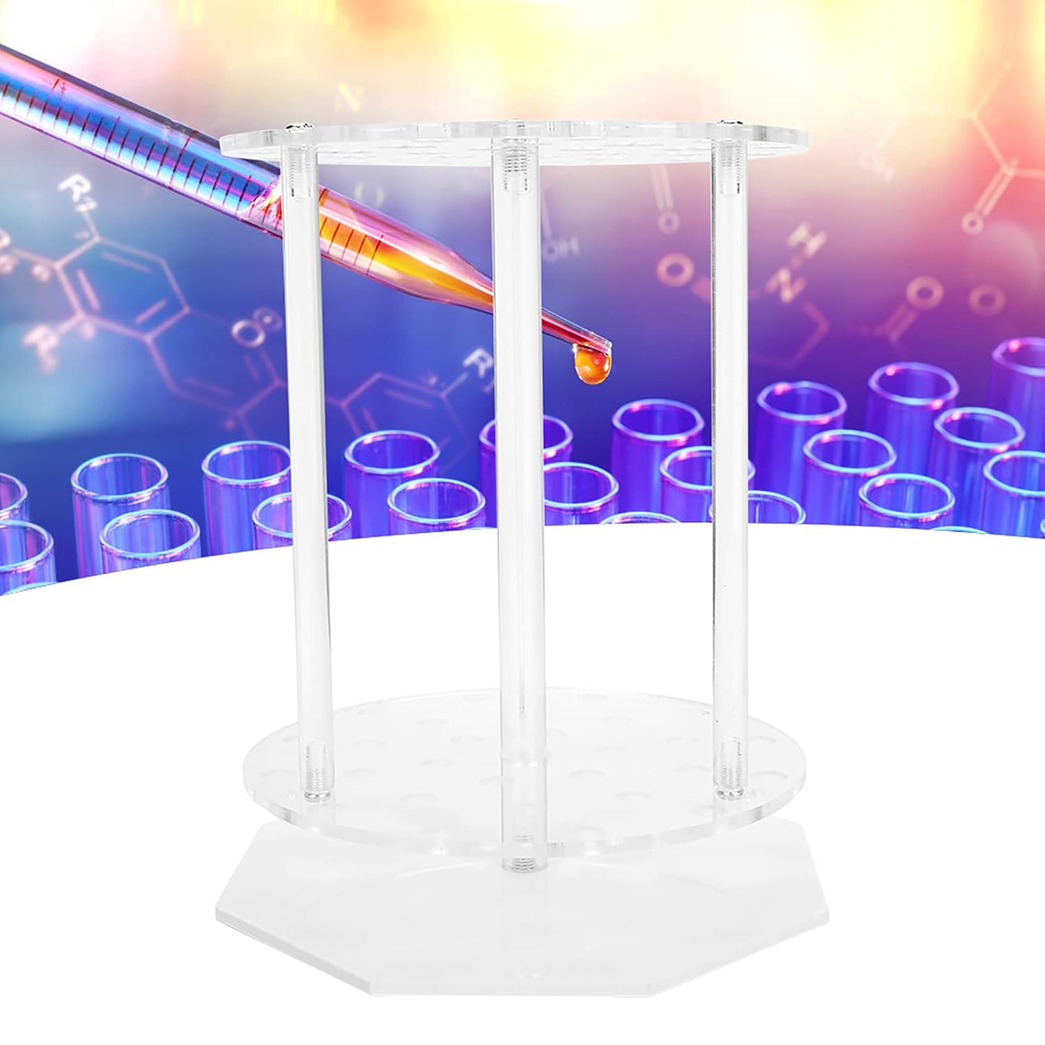28-Hole Pipette Rack Stand, Vertical Laboratory Tube Rack for Chemical Lab & Science Classroom, Anti-Scratch Acrylic Pipette Holder