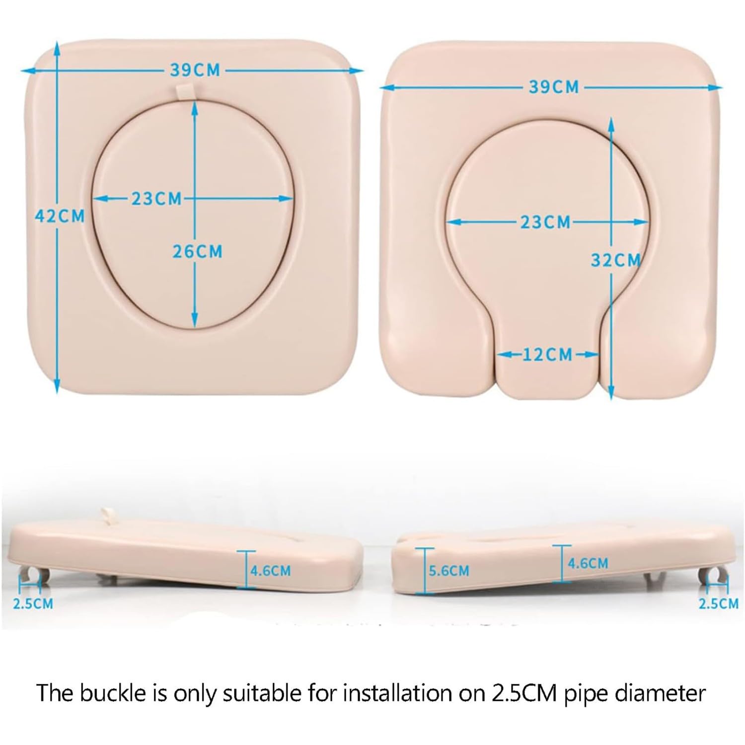 BLUEZY Cojín Universal De PU para Inodoro, Cojín De Inodoro Acolchado para Inodoros Junto A La Cama, Silla De Ruedas para Ducha, Cojín para Inodoro De Cama para Ancianos, Discapacitados B