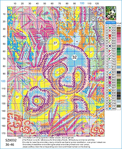 Cross Stitch Kits Stamped, OWN4B Cute Panda Family Printed Pattern 11CT 14.2x18.1 inch DIY Embroidery Kit (Panda) - Image 2