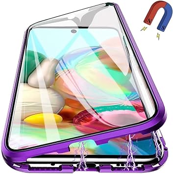 AlFan Samsung Galaxy S25 Double-sided Case Galaxy S25 Ultra / docomo SC-51F / SCG31 Aluminum Bumper Smartphone Case Back Translucent Camera Lens Protection Full Protection Cover with Lock Purple