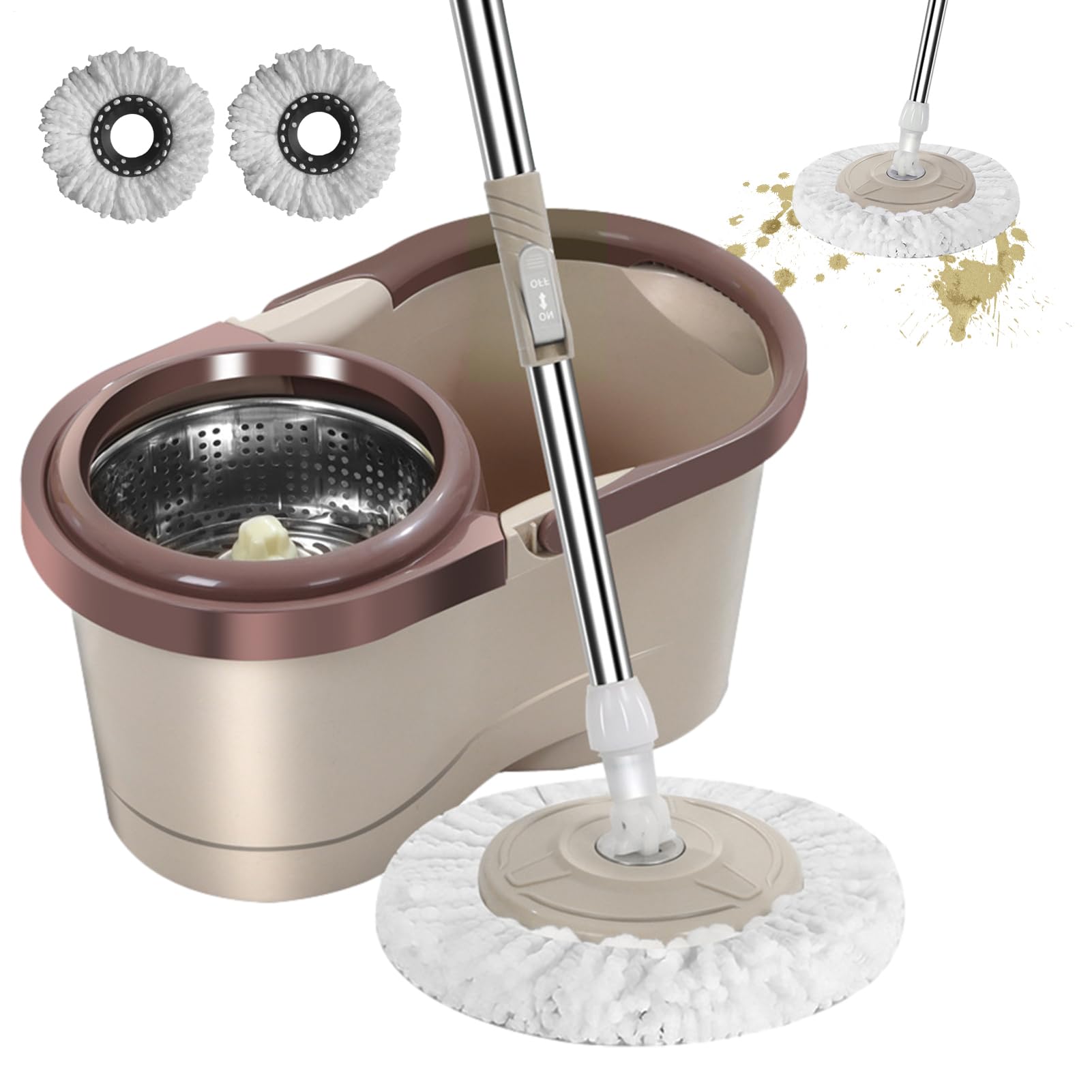Mop Rotante Autopulente | Lavapavimenti Rotante Con Secchio | Mocios Mop Autostrizzante 2 In 1 Con Testa Rotantes 360 Rotantes 360 Con Testa Staccabile - Di Pulizia Dei Pavimenti Senza Sforzo