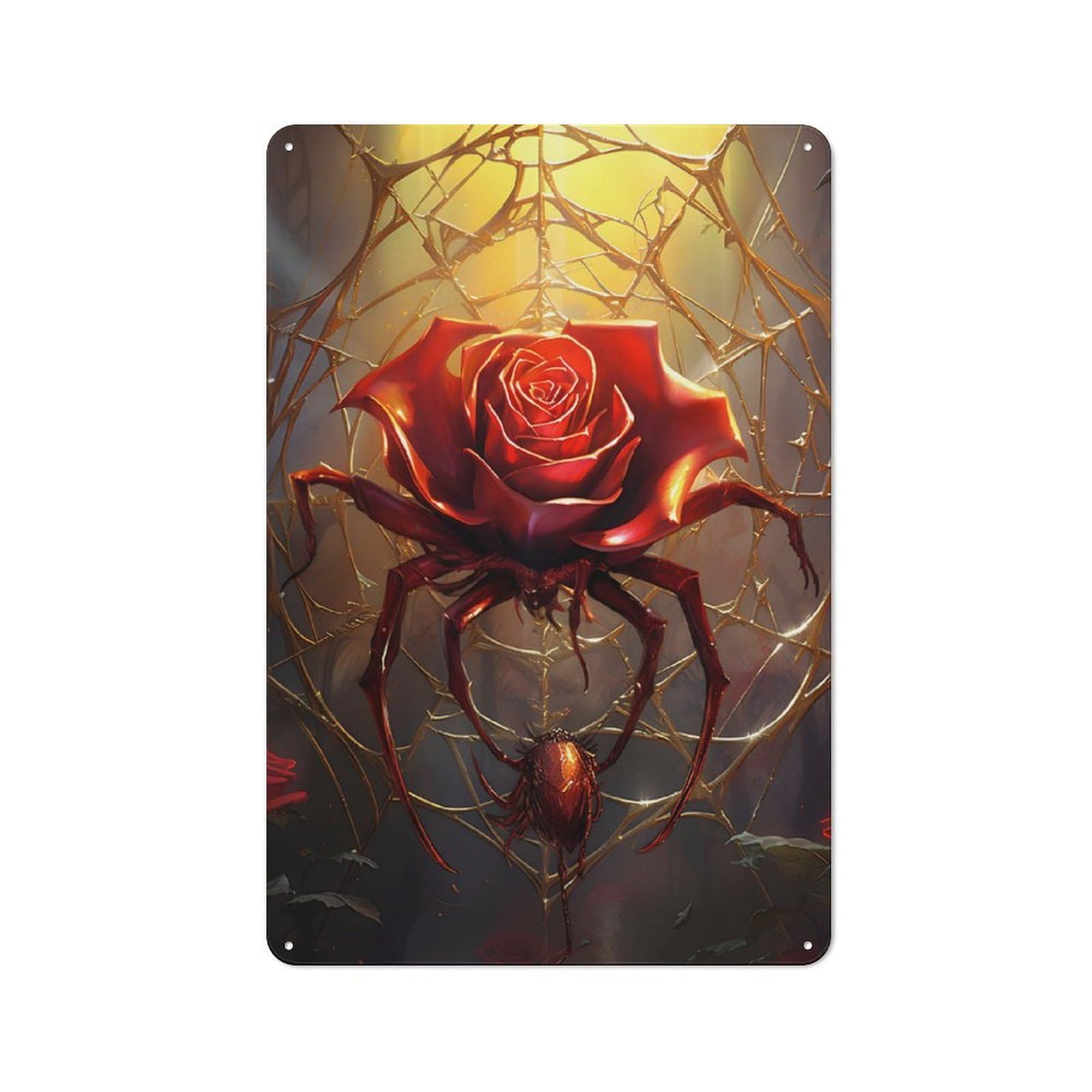 Junmoney Rose Spider Metal Wall Sign 30X20cm, Retro Decor For Workshop Wall, For Garage, Workshop And Man Cave Decoration