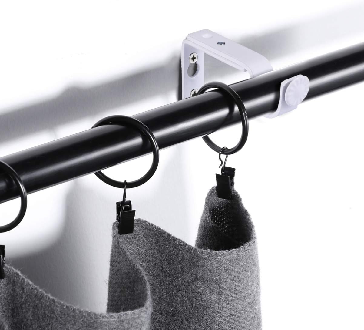 Alipis Curtain Rods Brackets, 18-22mm Heavy Duty Adjustable Curtain Rod Holders, Curtain Rod Support for Wall Hardware Curtain Rod Support Hook Accessories, 2PCS