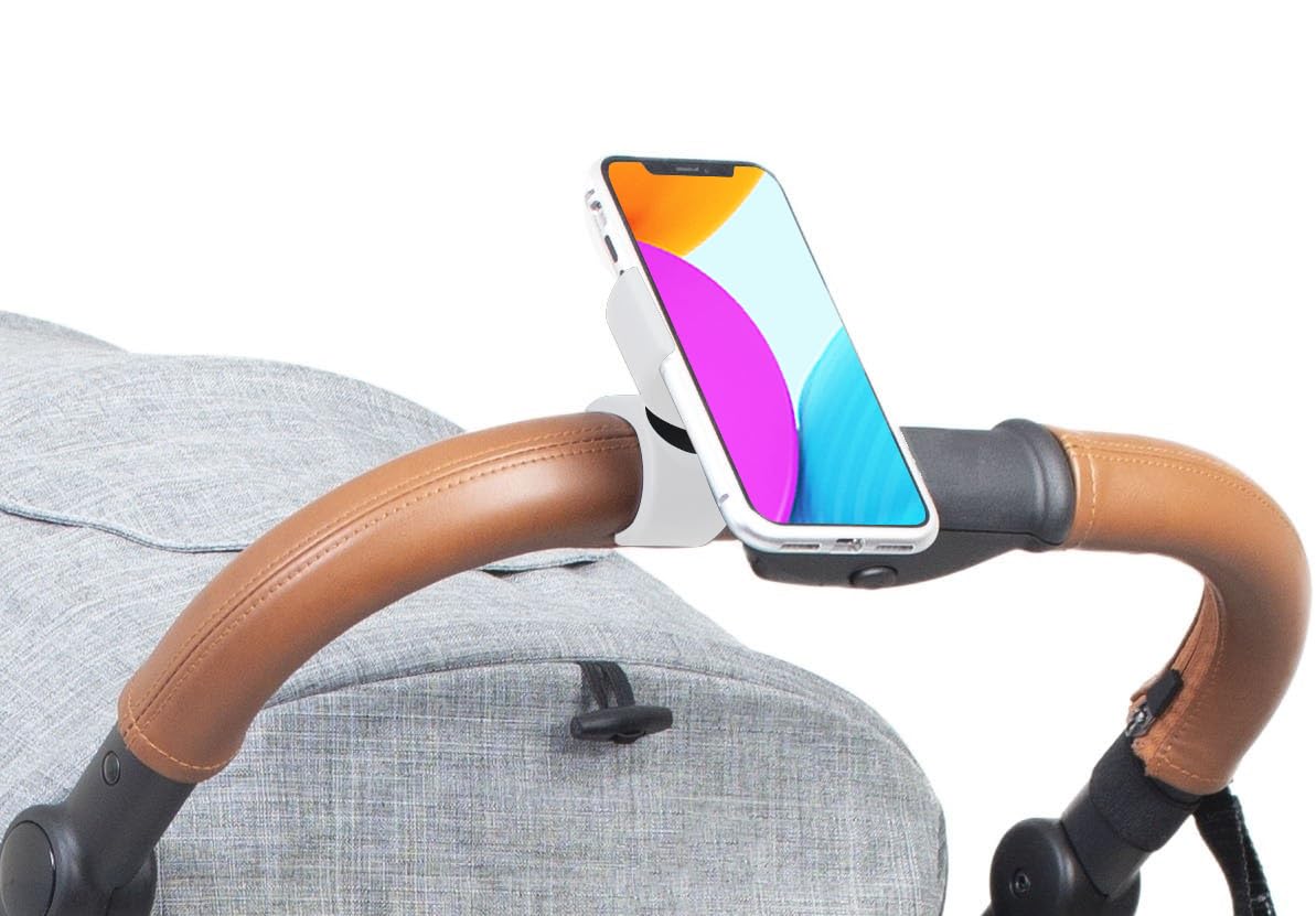 Turnaroundtech Mobile Stand for Baby Pram Suitable Smartphone Holder up to 7.5 Inches Screen Baby Cart, White