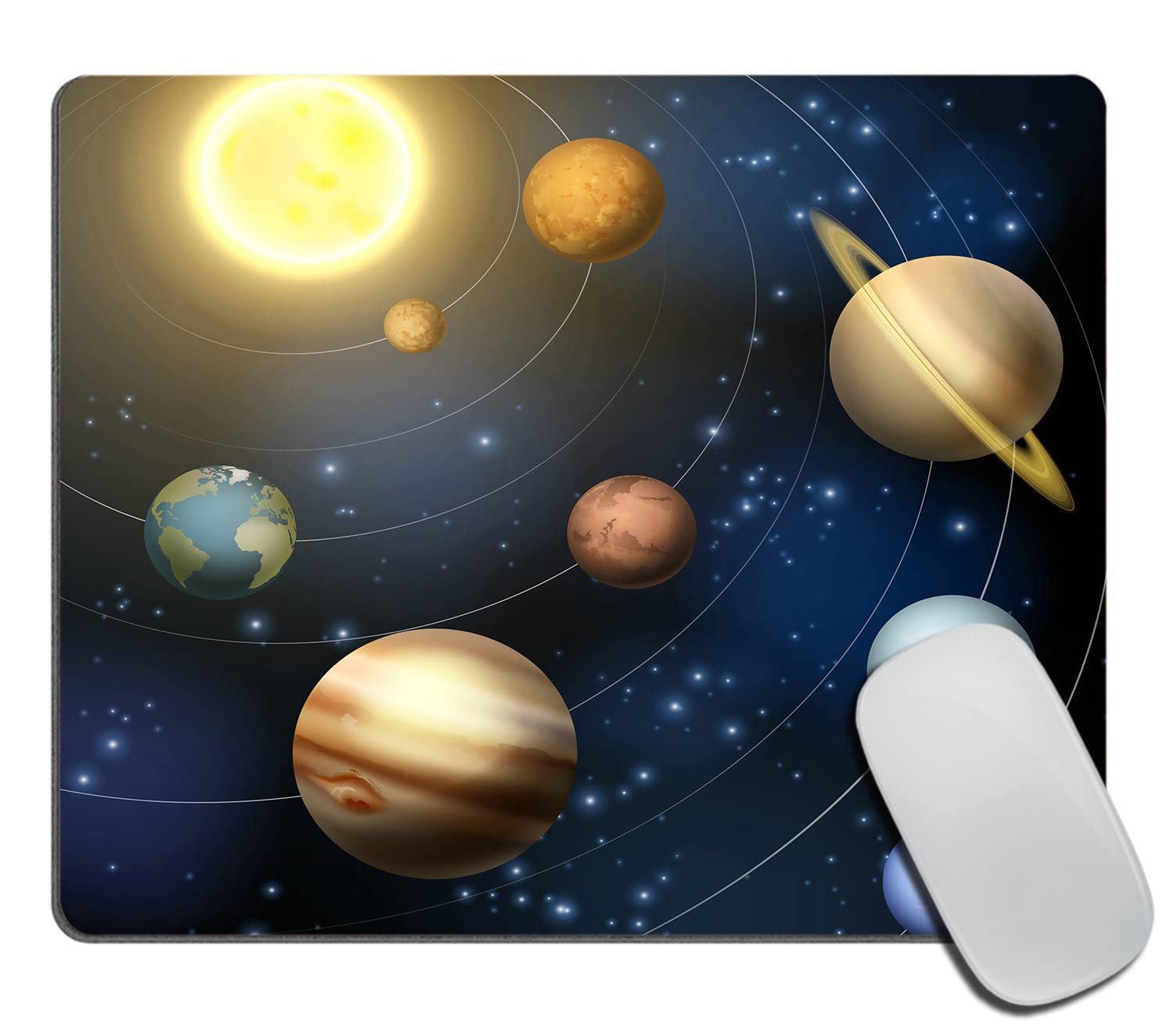 Planet Solar System Mouse Pad, Universe Galaxy Space Educational Planetary Orbit Customized Non-Slip Rubber Base Mousepads, Computer Mouse Pads for