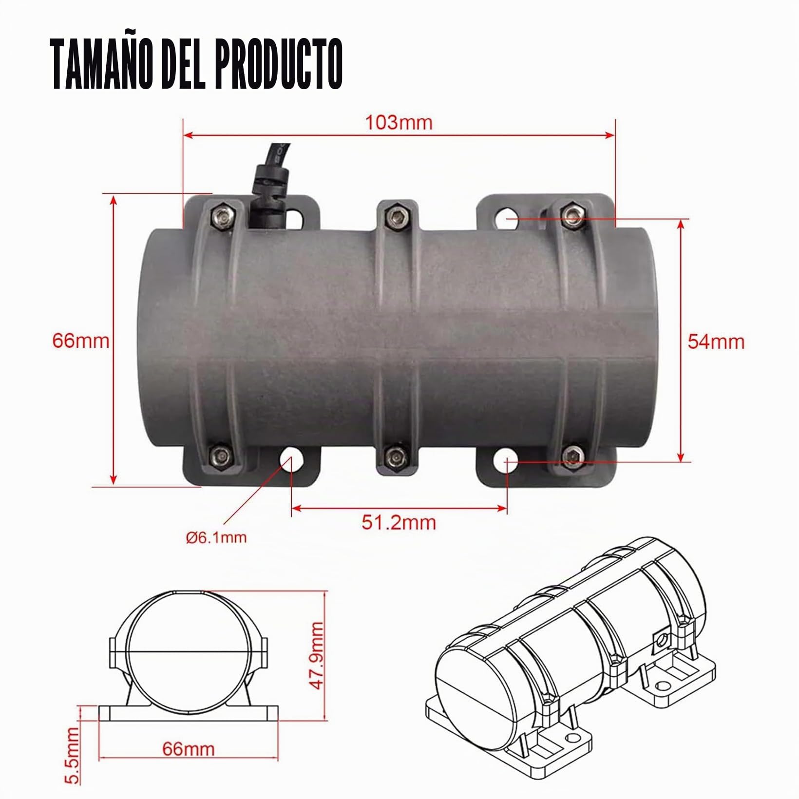 otor vibratorio DC 24 V 3800 rpm Motor vibratorio Mini Industria Plástica | Motor vibratorio de velocidad para cama de masaje, silla e instrumentos médicos