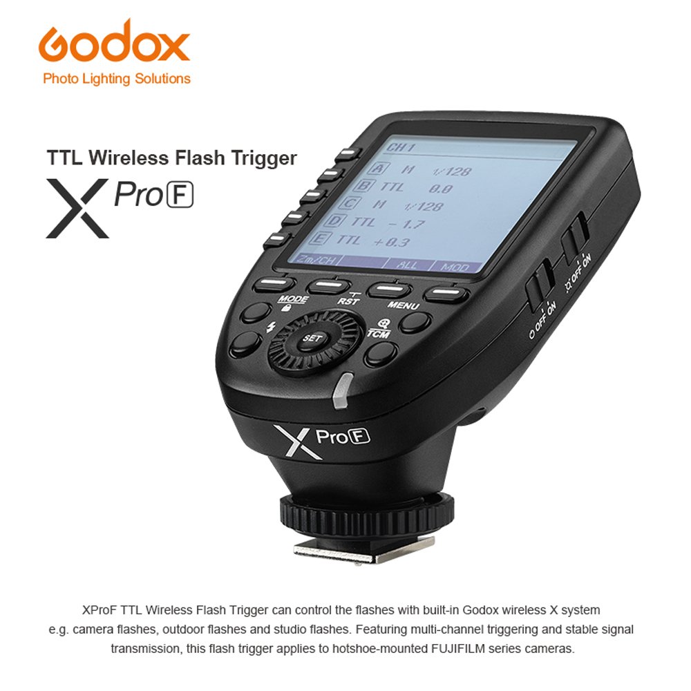 Godox Xpro-F TTL Disparador de Flash Inalámbrico, 2.4G 1 / 8000s HSS TTL Convert-Manual TCM Función Transmisor de Flash de Pantalla LCD Grande para Cámaras Fuji Fujifilm