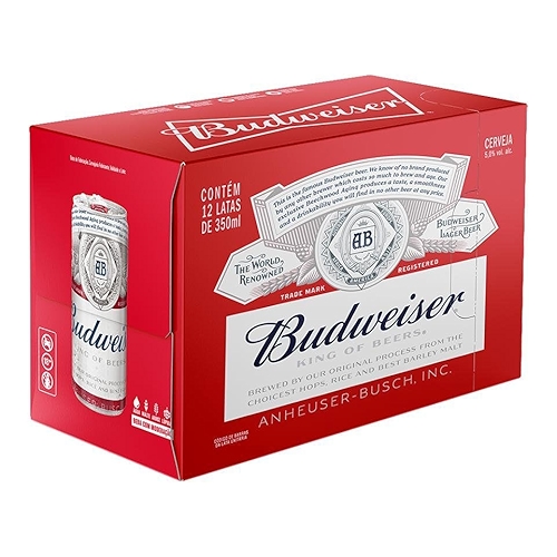 Pack Cerveja Budweiser American Lager Sleek 350ML - 12 Unidades