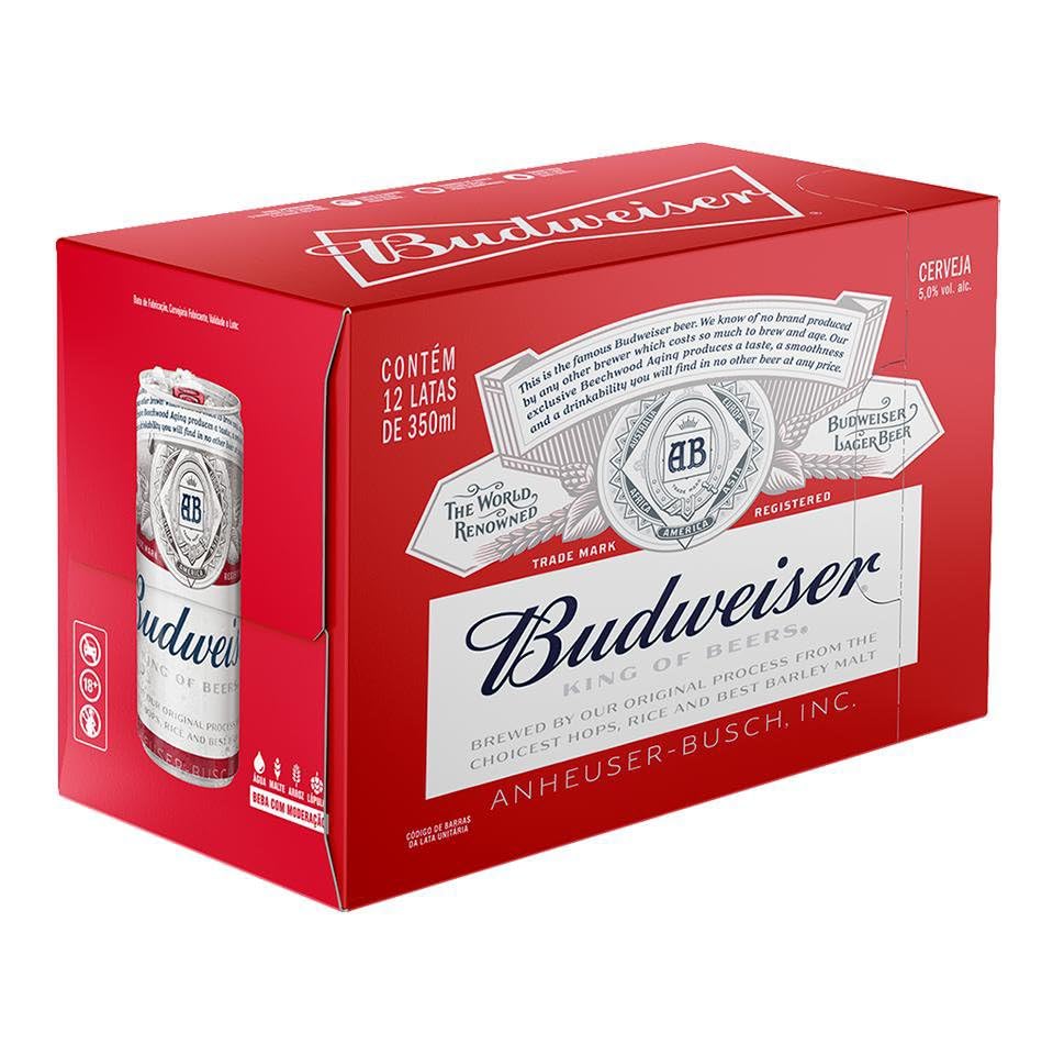 Pack Cerveja Budweiser American Lager Sleek 350ML - 12 Unidades