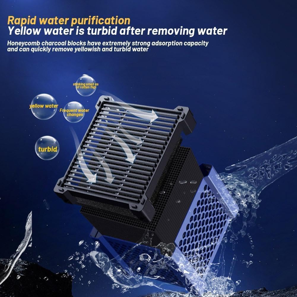Pure Cube - Filtro per acquario, purificatore per cavalli, eco-acquario con struttura a nido d'ape per acquari, stagni, acquari, purificazione (2 pezzi, blu)