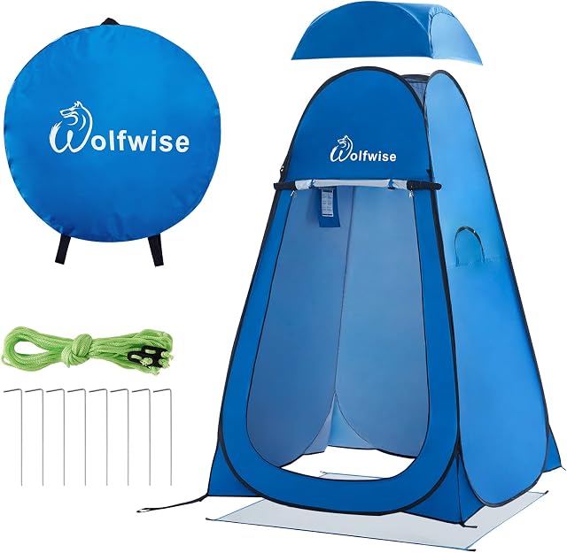 Wolfwise Pop Up Toilet Tent Shower Privacy Tent for Camping Outdoor Changing Dressing Fishing Bathing Storage Room Tents, Portable with Carrying Bag