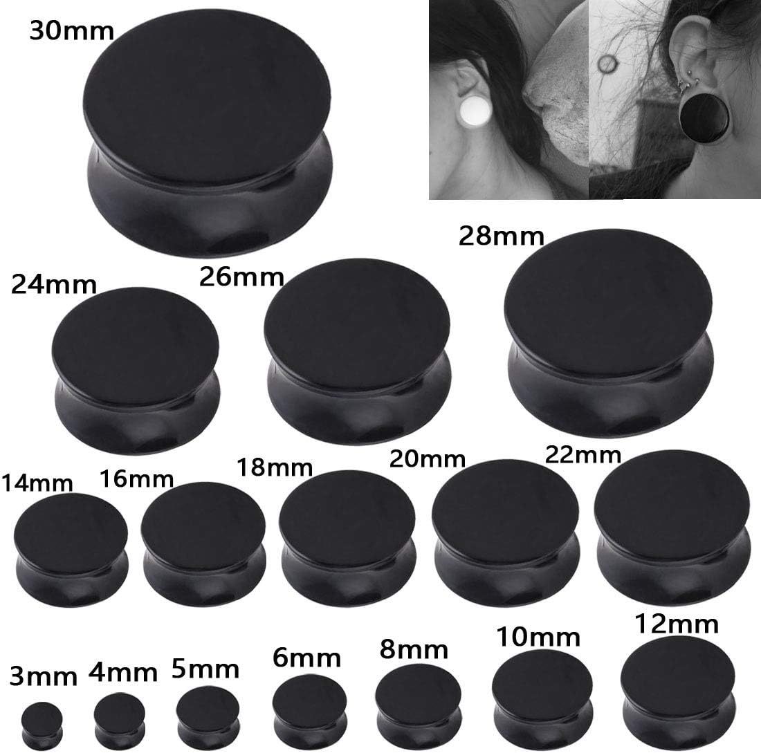 2 Pcs Black Acrylic Ear Gauges Ear Plugs Expander Piercing Jewelry 8g(3mm)