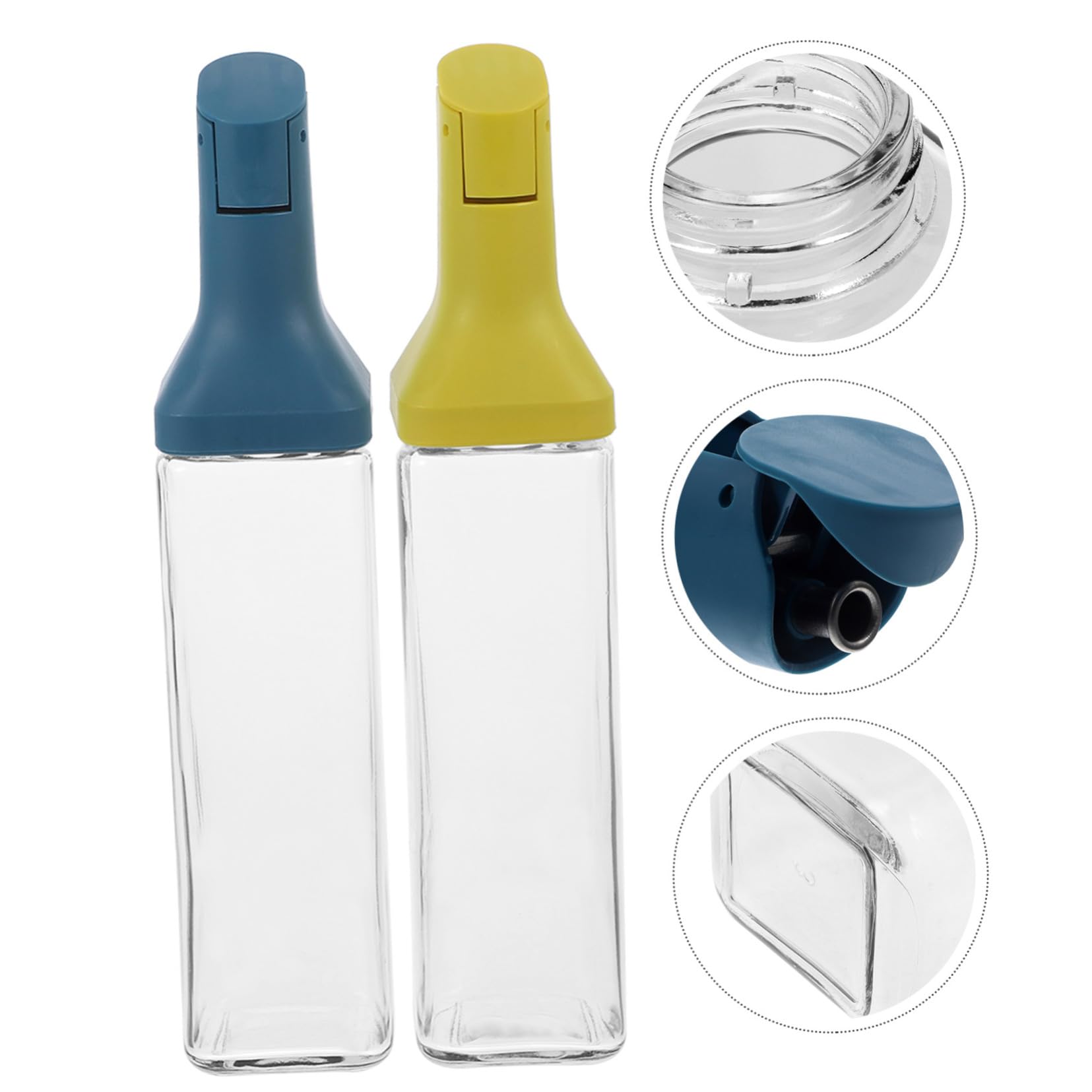 MAGICLULU Set 2 Bottiglie per Olio da Cucina in Vetro Dispenser Antigoccia, Pratiche e Facili da Usare una Mano, Oliera in Acciaio Inossidabile e Silicone per Uso Domestico