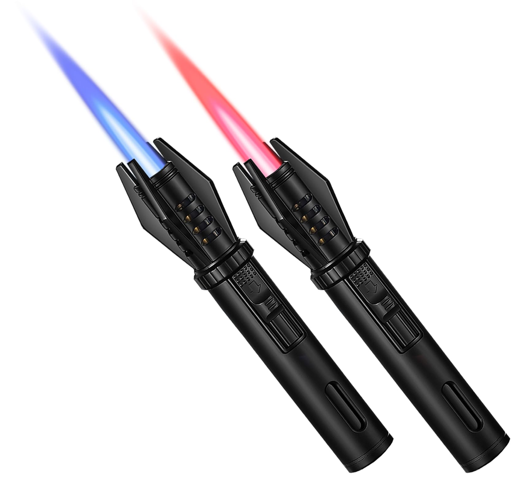 2 Pack Mini Torch Lighter Red Blue Straight Flame Small Refillable Butane Lighter Pocket Windproof Jet Flame with