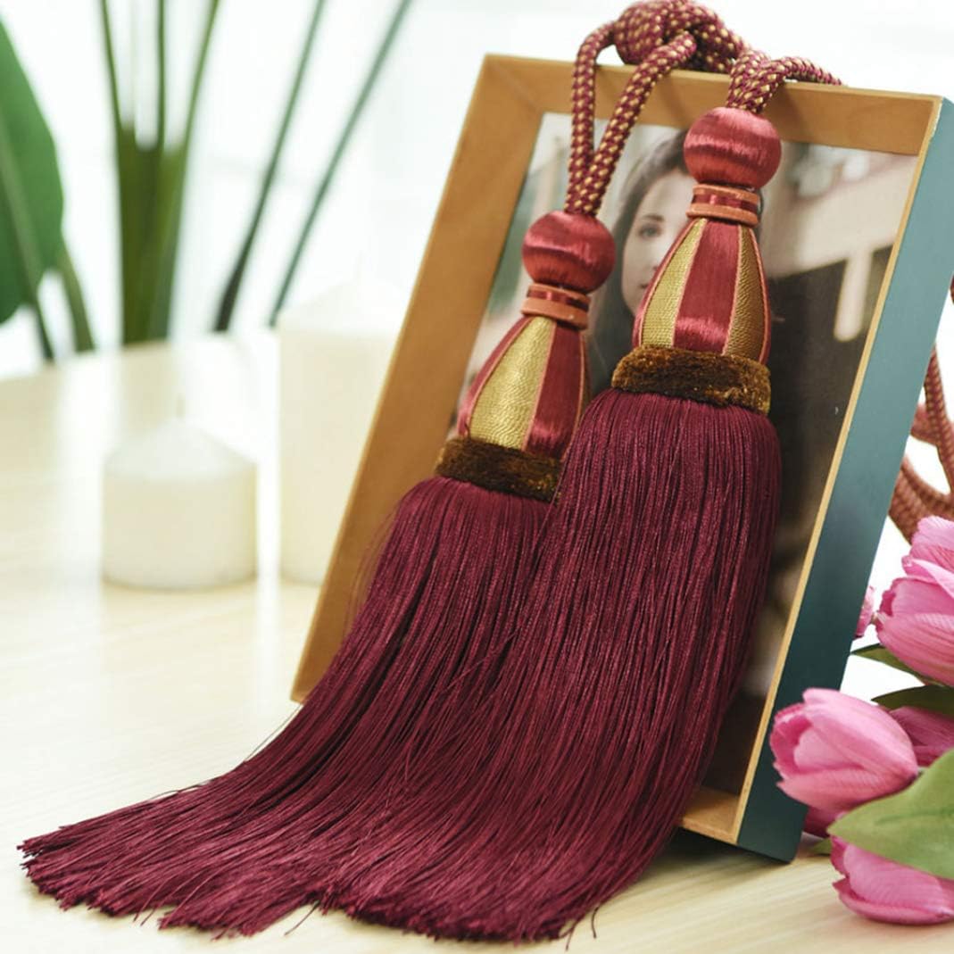 Curtain Tiebacks,Curtain Ties for Drapes，1Pair Curtain Tieback Tassel Hanging Balls Vintage Window Drapery Holdback Rope Bedroom Living Room Window Treatment Accessory (Color : Color 1, Size : 1 pai (