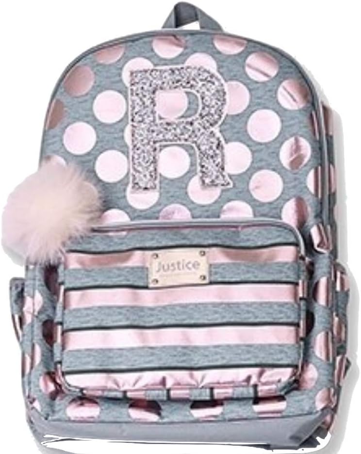 rose gold foil initial backpack