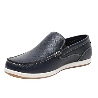 Fashion Victim Men's Textured Synthetic Leather Loafers | Lightweight Casual Slip-On Shoes for Men | Comfortable Formal Moccasins for Office & Casual Wear | Stylish Driving Shoes (Blue, UK Footwear Size System, Adult, Men, Numeric, Medium, 10)