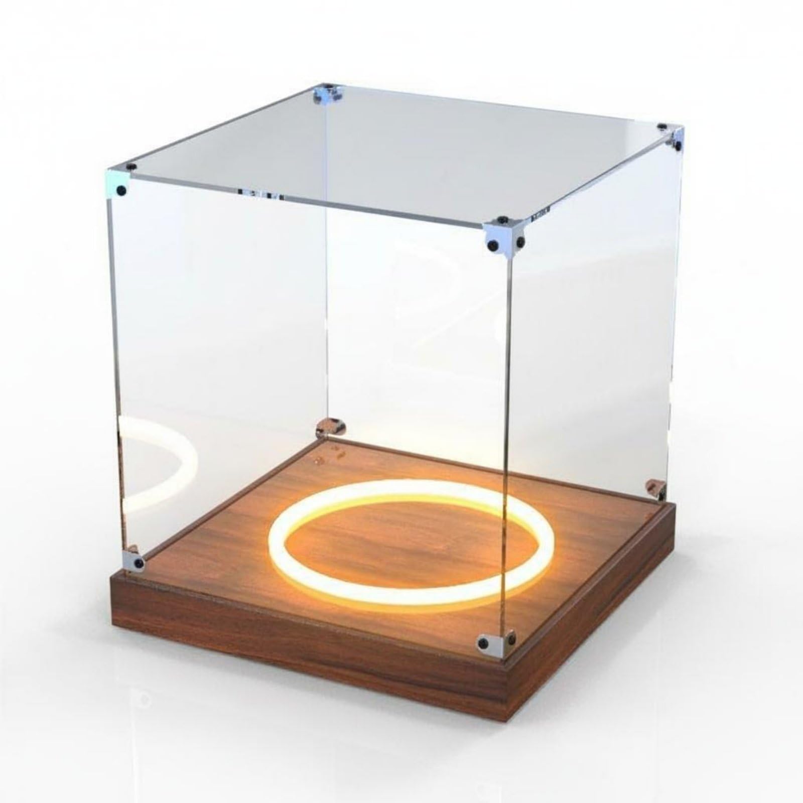 Acrílico Expositor de Balones con Exposición Panorámica Luz LED Incluida Base Antideslizante Protección Contra Impurezas Adecuado para Decoración de Oficinas Deportivas Hogares , 25x25x25cm
