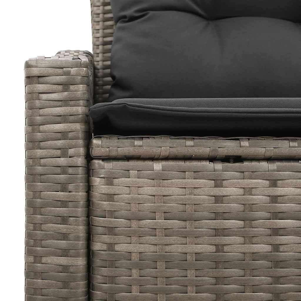 Sofa ogrodowa 123 x 62 x 69 cm z polirattanu z poduszkami, ławka do siedzenia na zewnątrz na taras i balkon, odporna na warunki atmosferyczne sofa rattanowa, szara