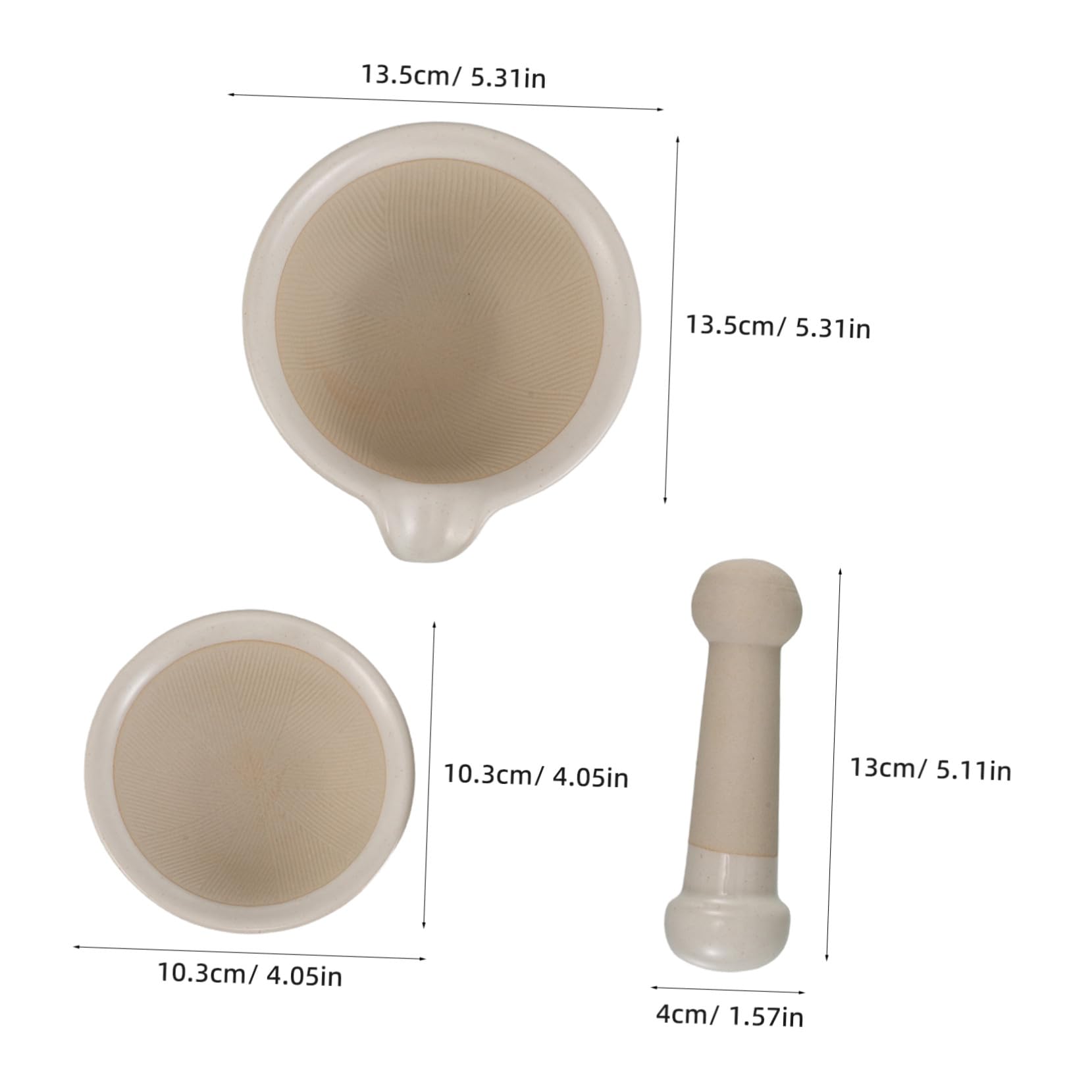 Food Masher Set Keramik Reisschale mit Stößel Leiser Manueller Brei-zubereiter Tragbar Für Babyernährung und Familienausflüge Japanisches Design