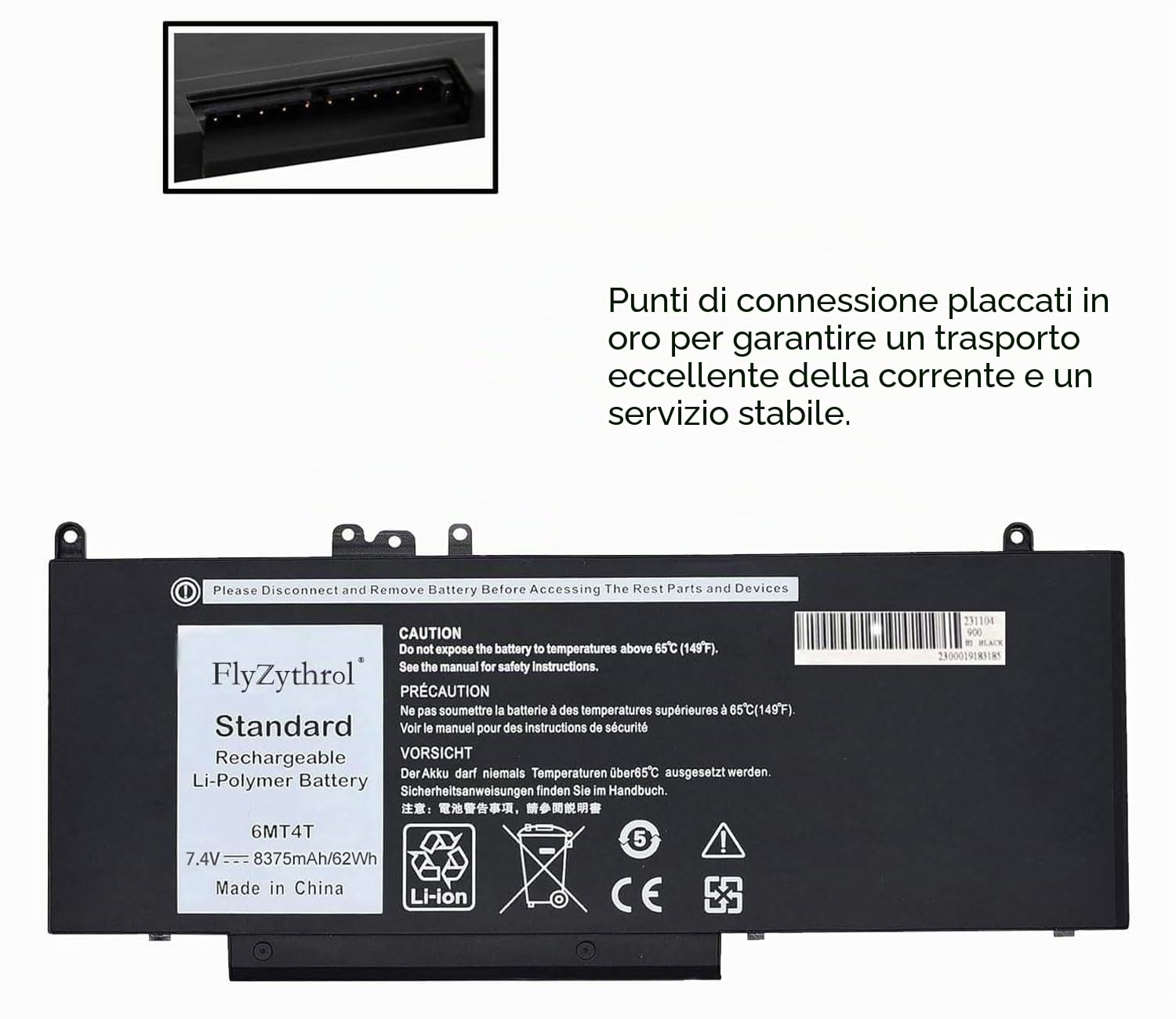62Wh 6MT4T Batteria compatibile con dell Latitude E5470 E5570