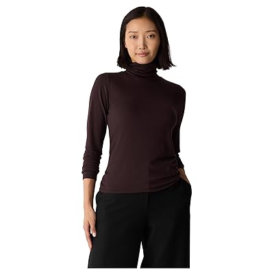 Eileen Fisher Sheer Knit Turtle Neck Top Women