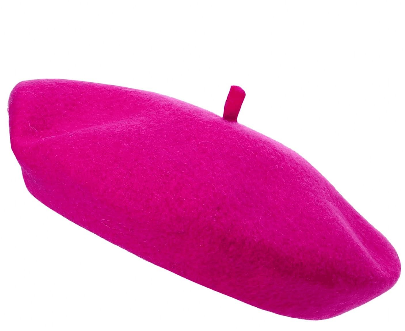 Trendy Lane Unisex Pink Solid Colour Wool Beret – Vintage French Style Winter Warm Cap For Women & Girls (1P, )
