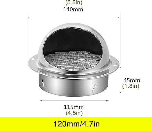 Miniatura 4 de Cubiertas de ventilación redondas de acero inoxidable para secadora de exteriores, rejilla de ventilación, campana extractora, tapa de lluvia de