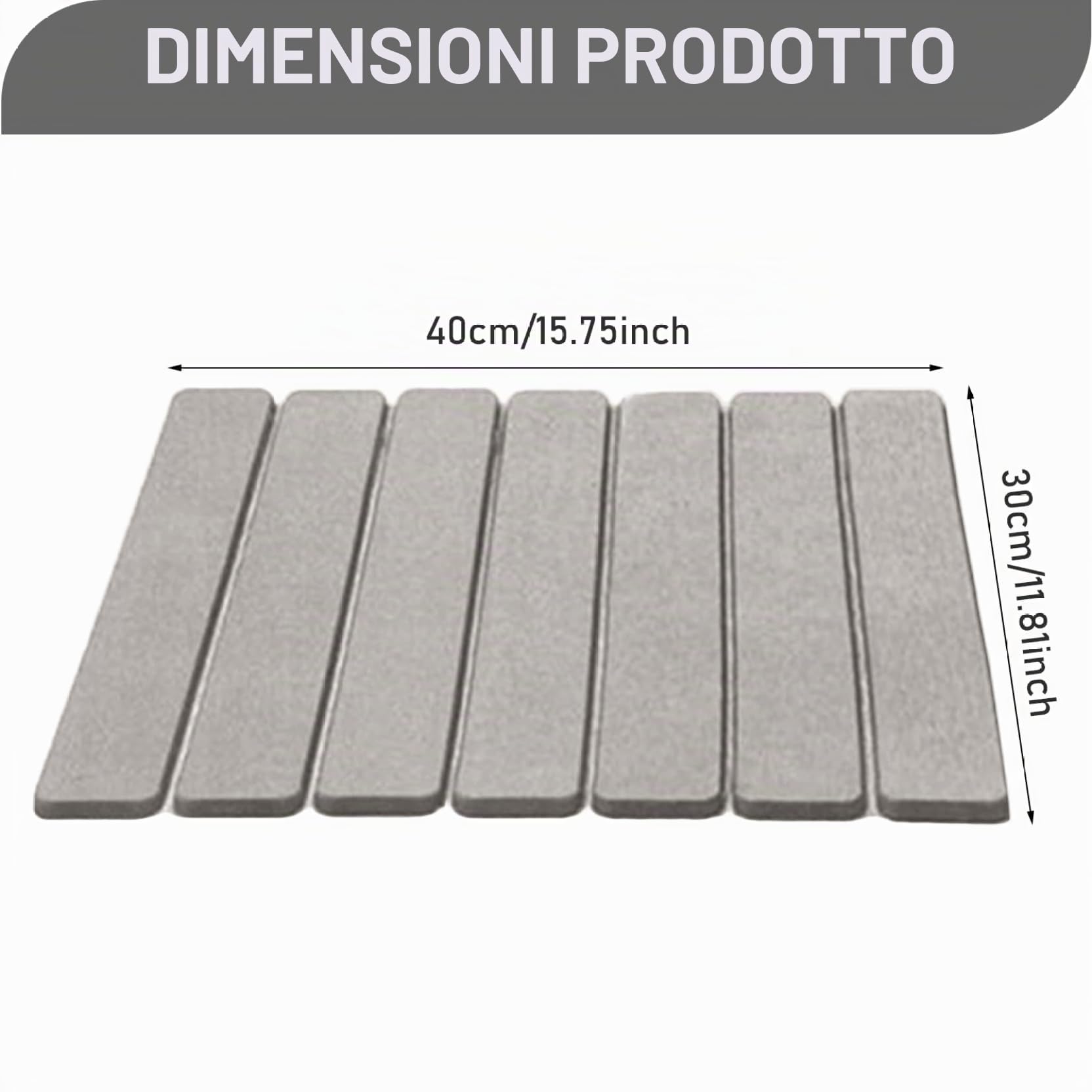 Jorzer Tappeto da bagno in pietra di diatomite, 40,6 x 30,5 cm, ultra assorbente, pieghevole e antiscivolo, per cucina, doccia, grigio chiaro