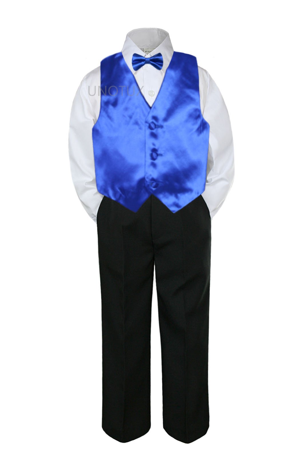 Unknown4pc Formal Baby Teens Boy Navy Blue Vest Bow Tie