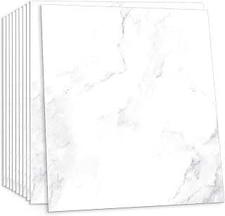 10 Pcs Fliesenaufkleber Boden Weißer Marmor Bodenbelag Selbstklebend Vinylboden Fliesen Rutschfest Fliesenaufkleber Bad Wasserfest Bodenfliesen Vinyl Fliesen 30x30cm Selbstklebende Bodenfliesen