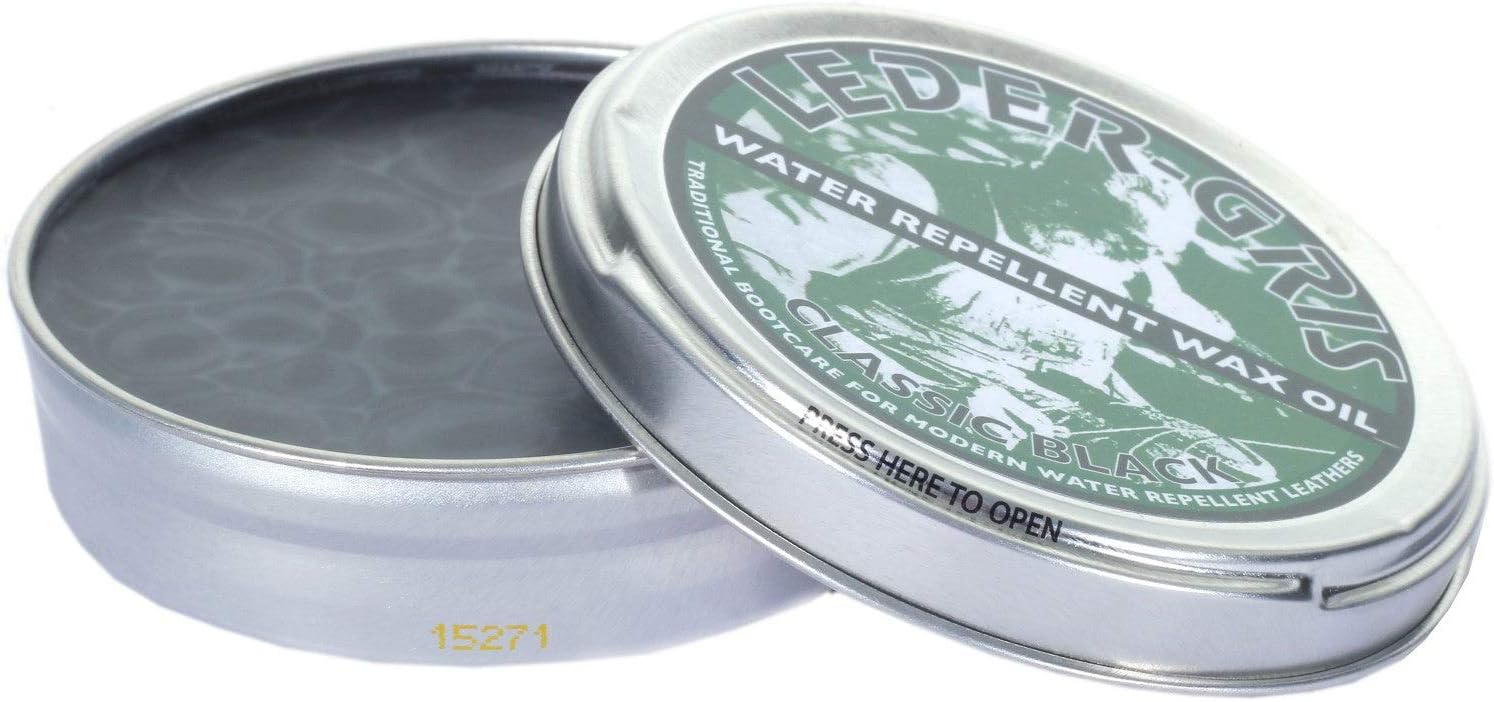 AltbergLeder-Gris Waterproof Boot Wax / Oil For Leather Boots 80g Tin (Black)